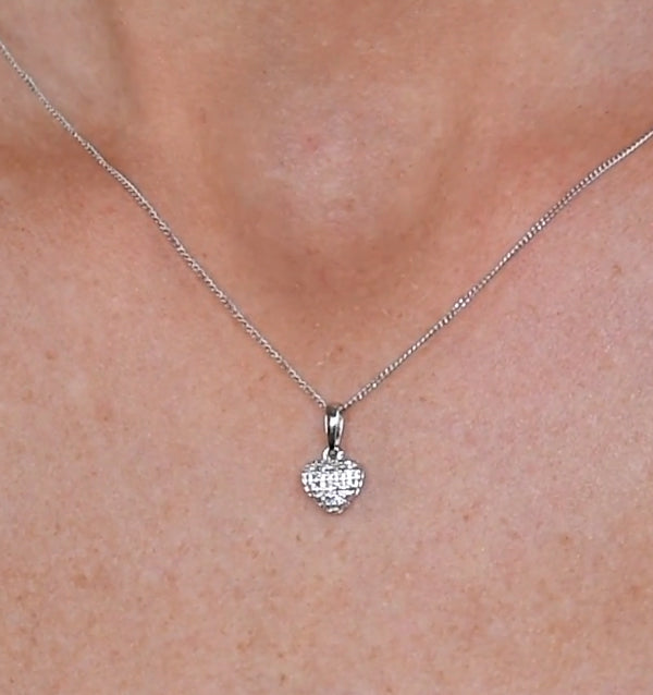 Stellato Diamond Heart Pendant Necklace 0.04ct in 9K White Gold